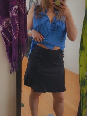 Cabi black skirt with button detail